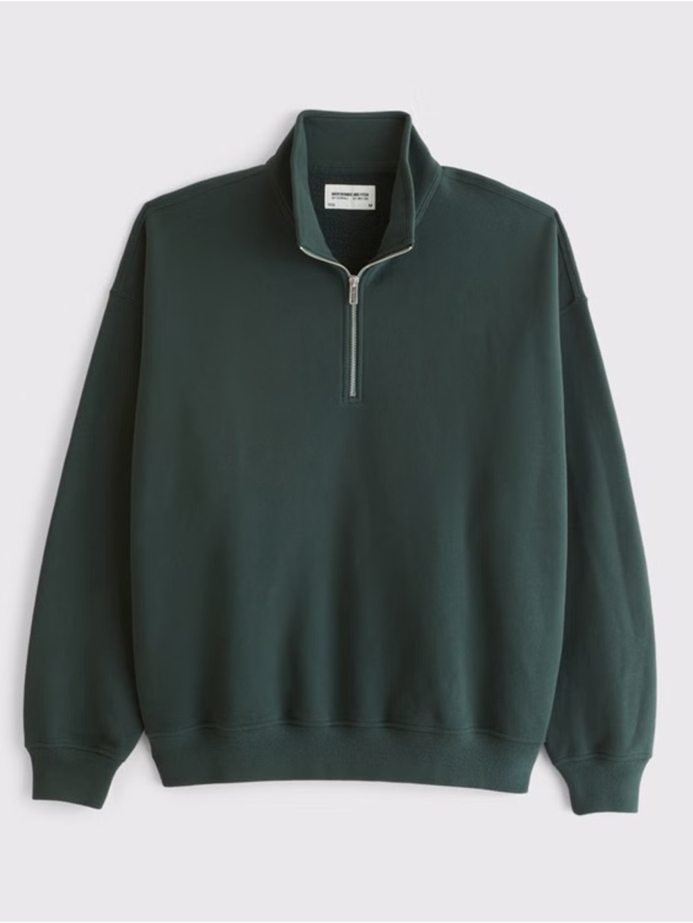 Abercrombie Men’s Essential Half-Zip Sweatshirt in Dark Spruce Size Large